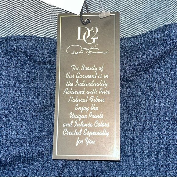 NWT DG2 Diane Gilman Indigo Blue Twill Knit Denim Combo Draped Jacket Size Med - Picture 8 of 11